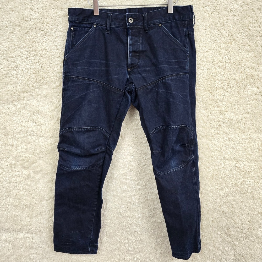 G-Star Raw 5620 Jeans Men's 33x30 Dark‎ Blue 3D Biker Tapered Stretch